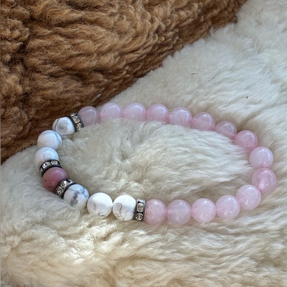 💗 Rose quartz with white howlite natural stones - Picture 3 of 17